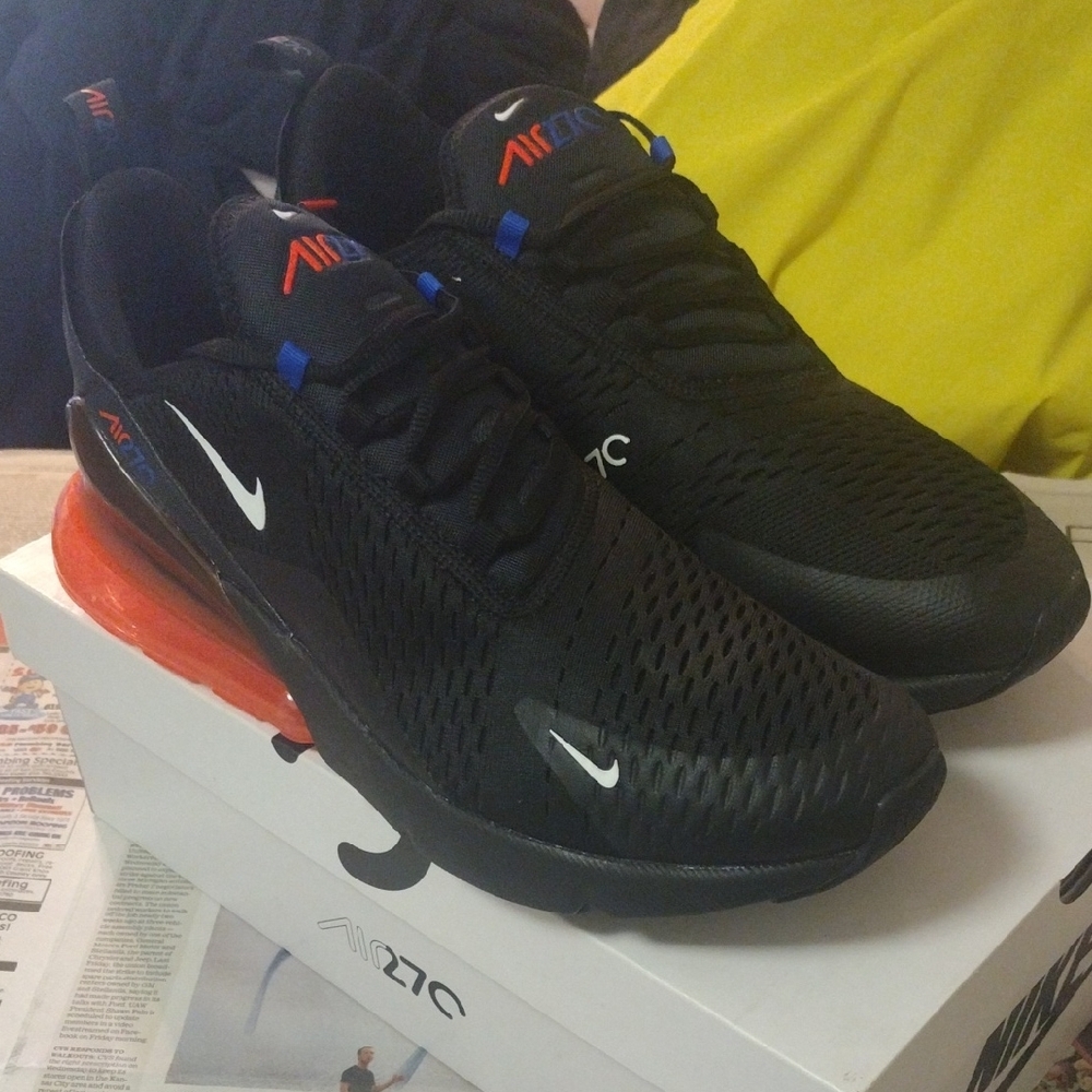 Nike Air Max 270 Black and Orange Men's Shoes